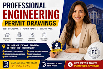 design structural engineer permit drawings USA california texas florida pe stamp