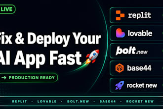 fix deploy replit ai app, lovable, bolt new, base44, rocket new website