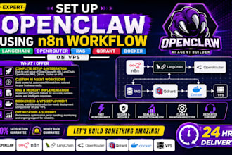 setup openclaw using langchain n8n workflow openrouter docker rag qdrant on vps