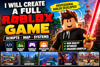 develop full roblox game, roblox full game creation, make roblox script and map