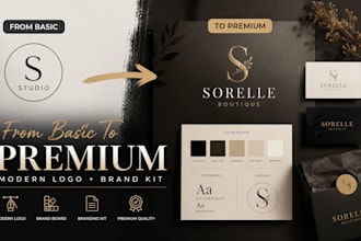 design aesthetic brand board, modern logo, branding kit
