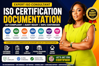 assist with iso 9001, 14001, 45001, 27001 documentation and certification