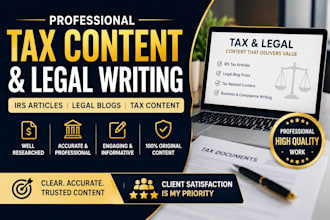write SEO tax content, irs articles, and legal blog posts