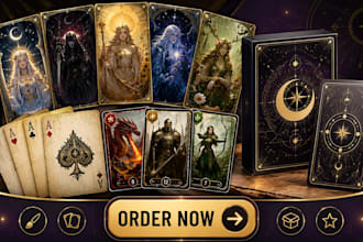 design custom tarot oracle and playing card deck illustrations
