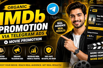 do imdb promotion organically via telegram ads movie promotion