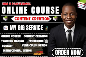 create elearning online course curriculum, content, and training manuals and ppt