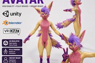 do custom 3d furry avatar, furry vrc model, nsfw furry, vrchat avatar, vr chat