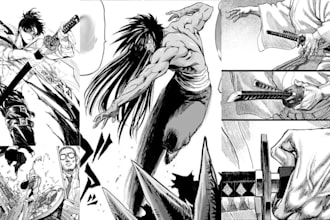 draw stunning manga illustration manga panel manga cover art manga splash page