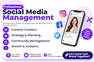 social media audit, post creation, scheduling, marketing