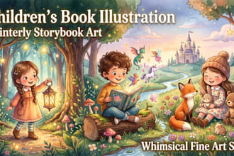 paint stunning painterly children story book illustration with fine art quality