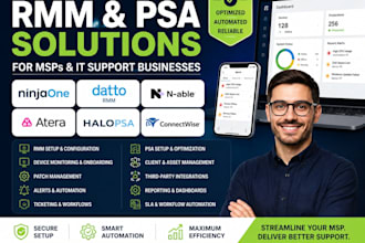 configure rmm software ninjaone datto rmm n able atera halopsa and connectwise