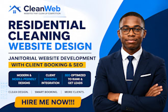 build, develop cleaning website, janitorial website with client booking and SEO