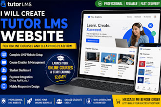 create tutor lms website for online course and elearning platform