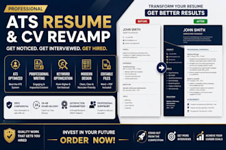 completely revamp, rewrite and design your ats resume or CV