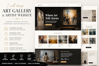 elegant artist portfolio website with art gallery and shop