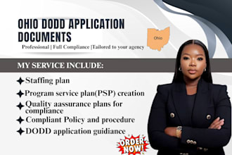 write dodd ohio staffing plan, program service plan, policy and procedure manual