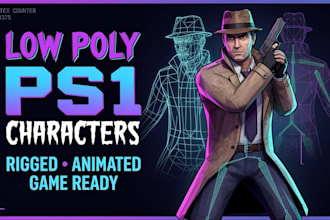 do low poly 3d character 3d game character rigging animation  ps1 ps2 n64 style