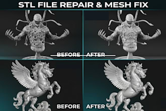do stl file repair, edit obj file, fix mesh, custom 3d model file modification