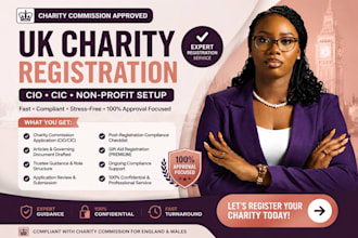 register UK charity cic with the charity commission for full legal compliance