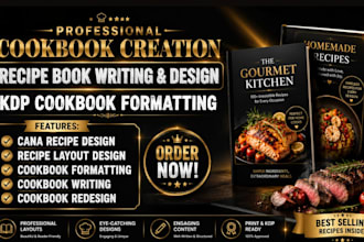 be cookbook designer, writer canva cookbook formatting recipe book layout design