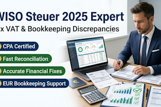 fix eur bookkeeping and vat discrepancies in wiso steuer 2025 as a CPA expert