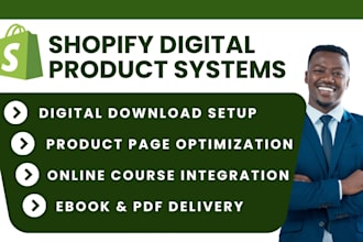 setup shopify digital product store downloads courses ebooks and automation