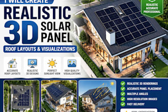 create realistic 3d solar panel roof layouts and visualizations