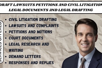 draft lawsuits petitions and civil litigation legal documents and legal drafting