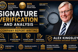 do forensic signature verification, analysis, with company report writing