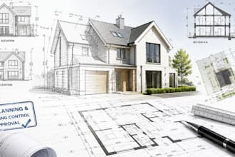 create architectural drawing for uk planning and building control for approval