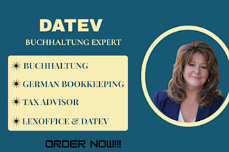 do german bookkeeping, german tax filng, in datev or lexoffice,  as tax advisor