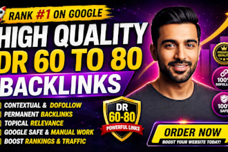 build high DR 70 plus dofollow permanent backlinks