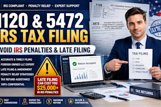 help fix late filing for 1120 and 5472 and avoid irs penalties tax refund