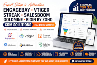 do engagebay vtiger CRM streak CRM  salesboom CRM goldmine CRM bigin by zoho