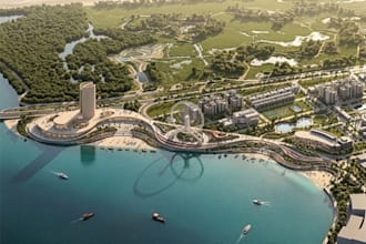 design 3d aerial waterfront masterplan urban smart city render site plan layout