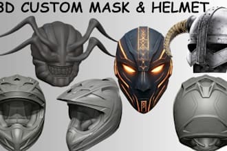 3d helmet, 3d mask halloween helmet cosplay, armor stl, 3d head bust 3d sculpt