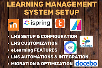 setup, customize moodle ispring absorb lms talentlms 360learning docebo chamilo