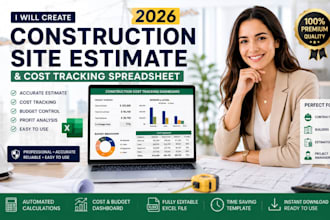 create a 2026 construction estimate and cost tracking spreadsheet