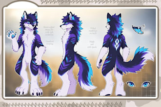 draw furry art, furry oc, fursona, anthro, reference sheet , avatar, sfw, nsfw