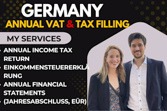 handle german annual tax return, annual vat filing, annual financial statement
