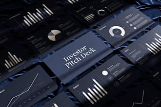 design investor pitch desk, startup presentation and fundraising slides