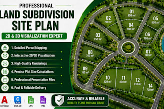 create professional land subdivision site plan with 2d and 3d visualization