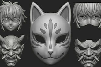 design 3d mask 3d helmet 3d cosplay mask halloween mask anime mask and stl file