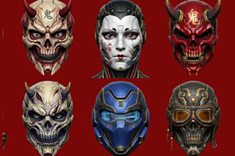 design 3d mask 3d helmet 3d cosplay mask halloween mask anime mask and stl file
