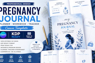 canva pregnancy journal kdp planner workbook template