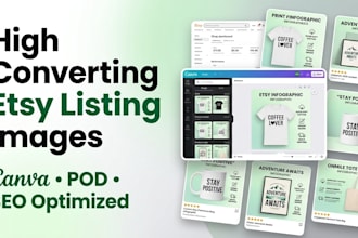 design high converting etsy listing images in canva for etsy shop, pod an SEO