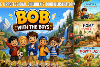 illustrate children story book ,picture book illustrator with cover book design