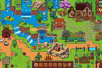 make custom pixel art tileset, 2d top down rpg maps and indie game assets design