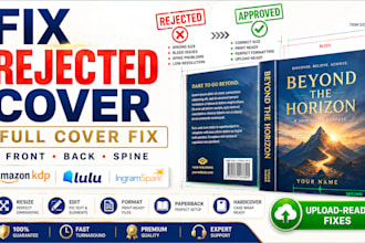 fix rejected cover, resize cover for KDP, ingramspark, lulu