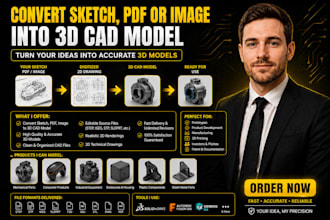 convert sketch pdf or image into 3d cad model
